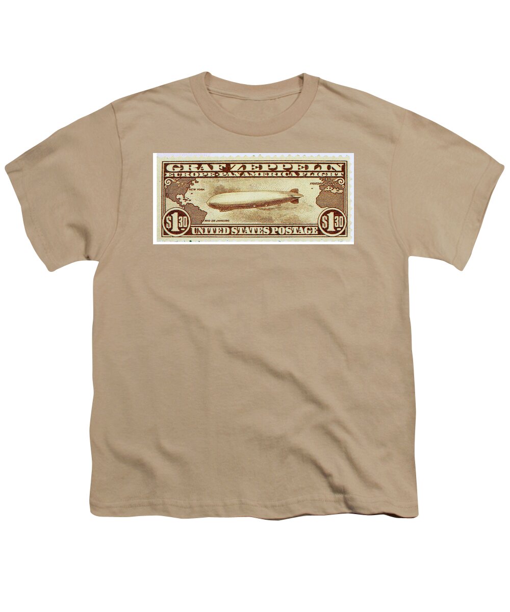 Philately Youth T-Shirt featuring the photograph Graf Zeppelin, U.s. Postage Stamp, 1930 by Science Source