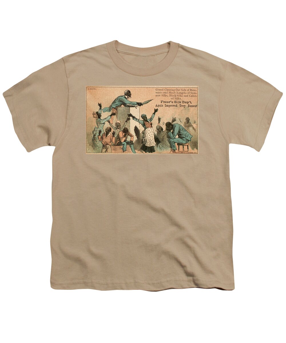 1882 Youth T-Shirt featuring the painting Revival Meeting, 1882 #1 by Granger