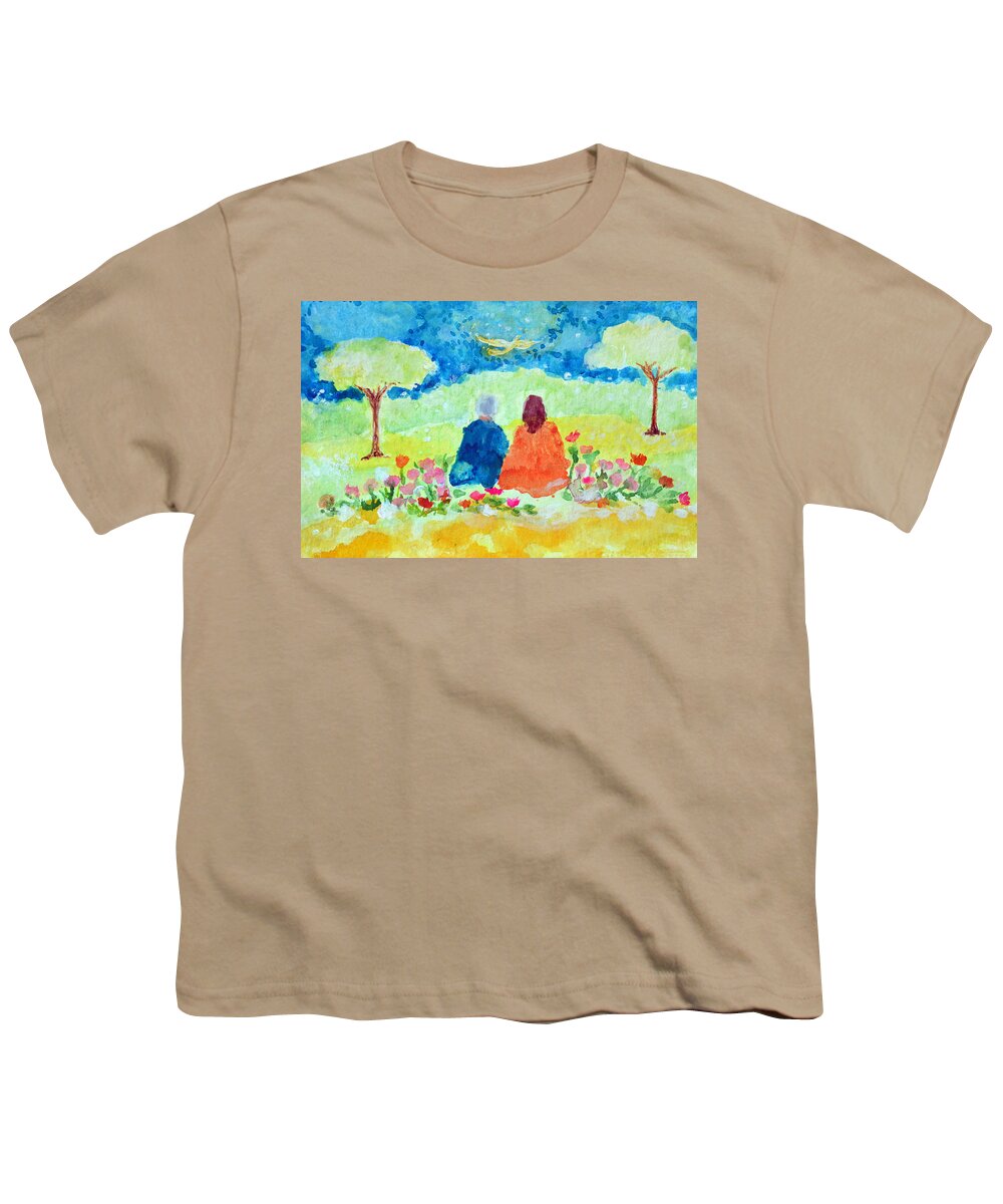  Youth T-Shirt featuring the painting Yogananda and Swami Kriyananda #1 by Ashleigh Dyan Bayer