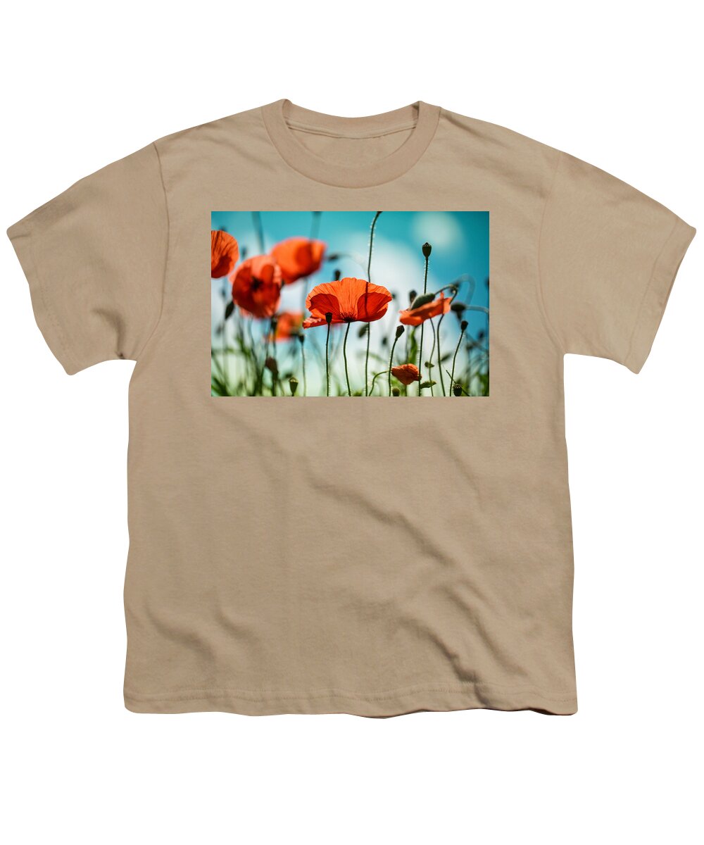 Poppy Youth T-Shirt featuring the photograph Poppy Meadow #16 by Nailia Schwarz