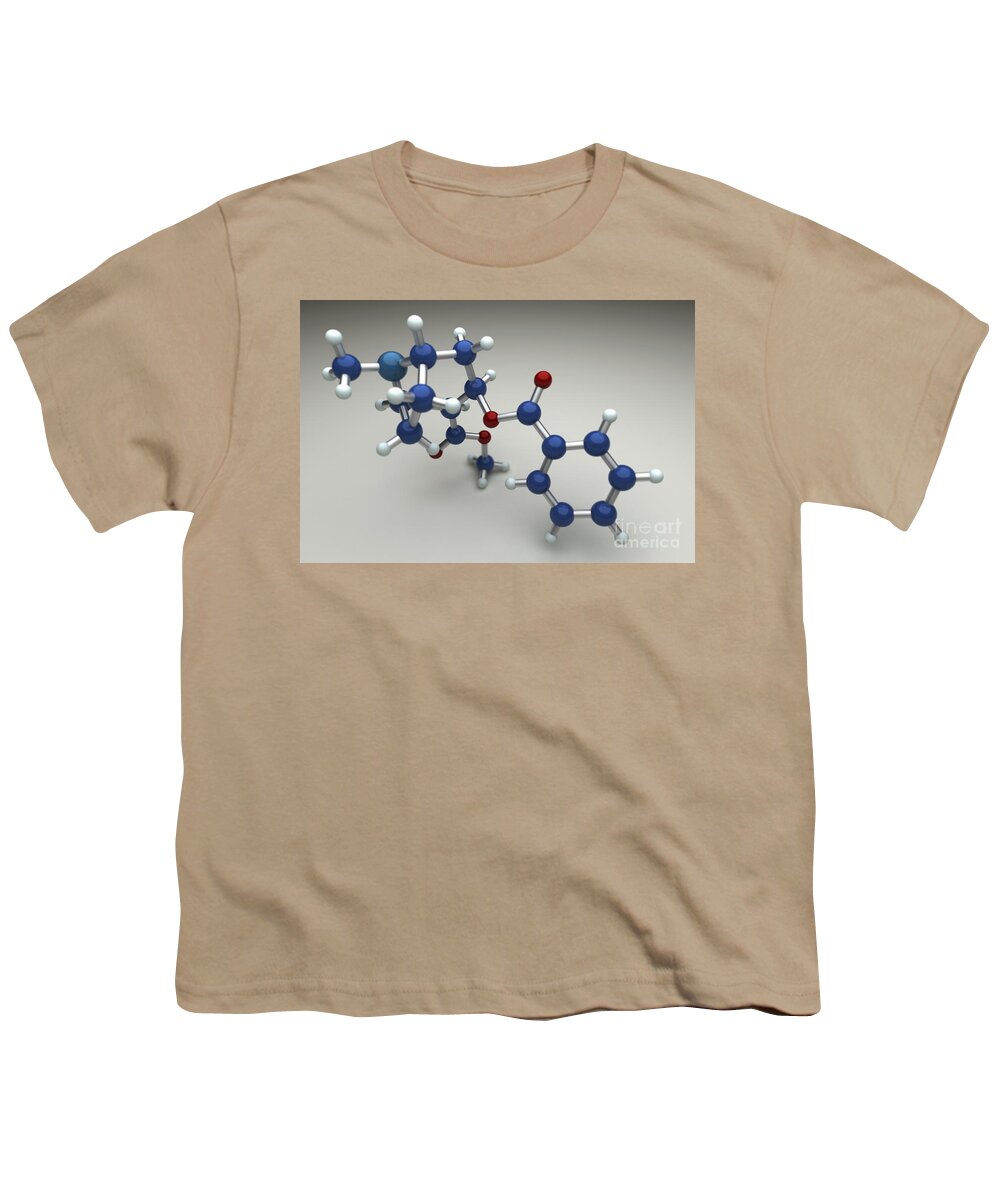 Grey Background Youth T-Shirt featuring the photograph Cocaine Molecule #2 by Science Picture Co