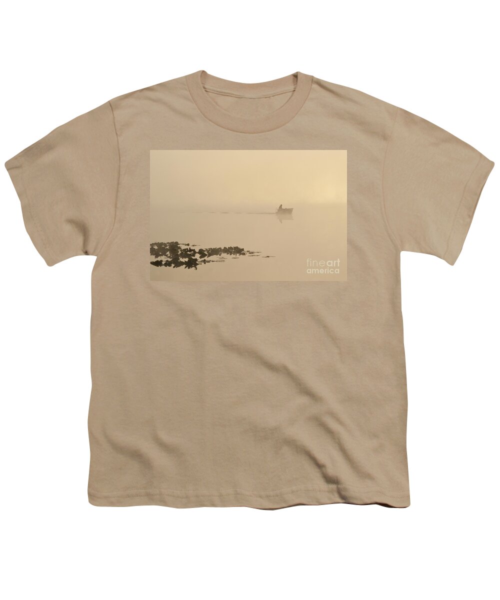 Nature Youth T-Shirt featuring the photograph Fisherman In Boat, Lake Cassidy #2 by Jim Corwin