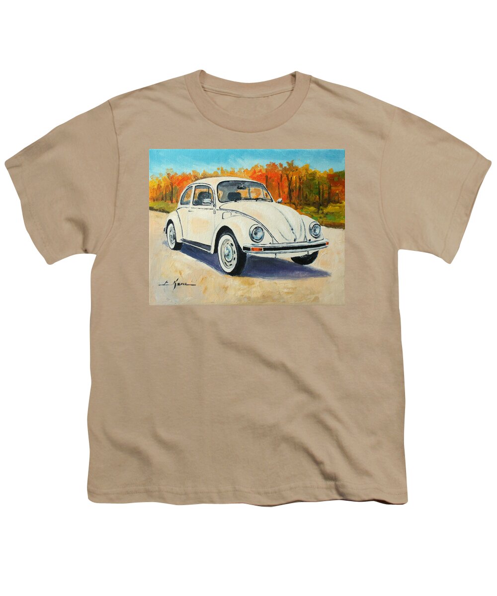 Volkswagen Youth T-Shirt featuring the painting VW Beetle #3 by Luke Karcz