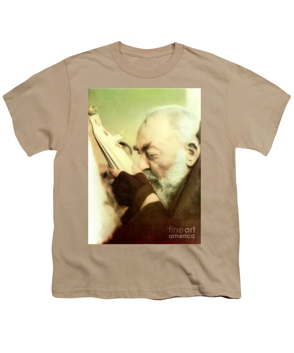 Prayer Youth T-Shirt featuring the photograph Padre Pio #33 by Archangelus Gallery