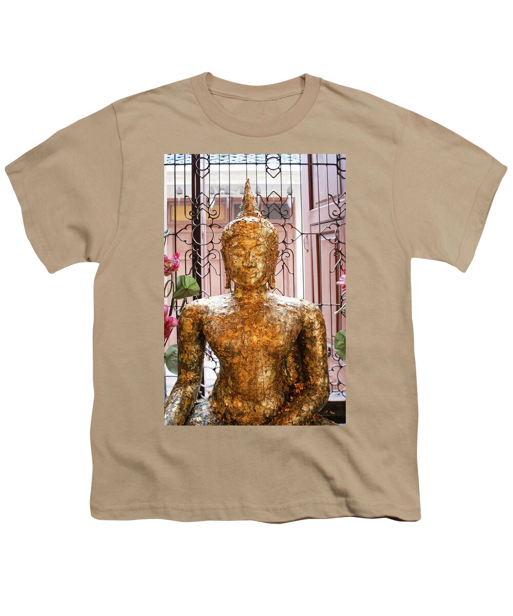 Bangkok Youth T-Shirt featuring the digital art Golden Buddha #6 by Carol Ailles