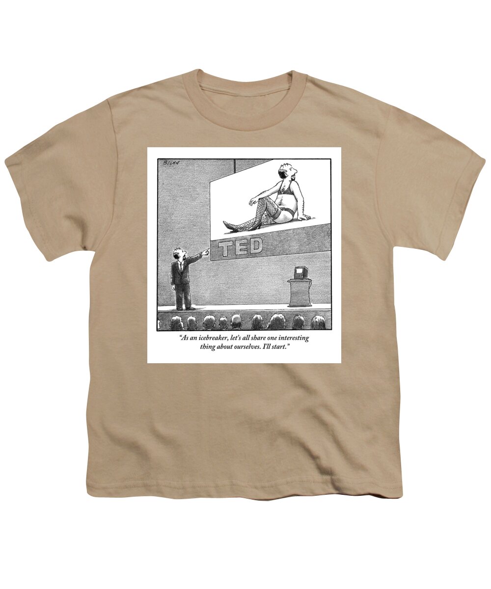 Ted Youth T-Shirt featuring the drawing A Man Giving A Ted Presentation Points To An by Harry Bliss