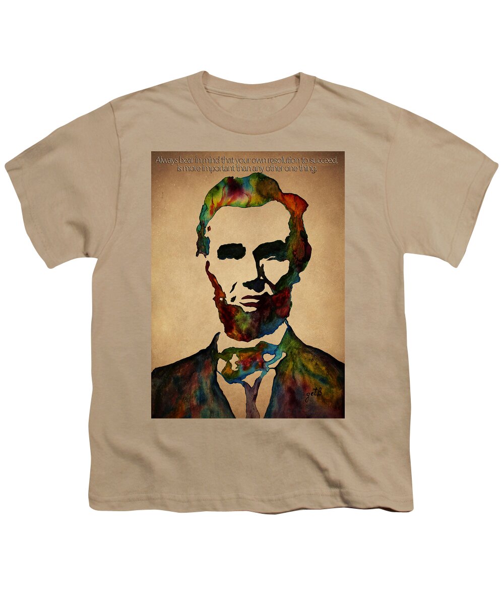 Abstraham Lincoln Youth T-Shirt featuring the painting Abraham Lincoln Wise Words by Georgeta Blanaru