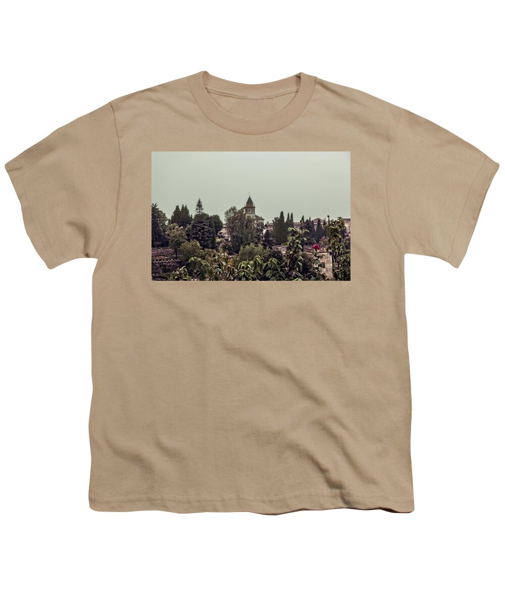 Alhambra Youth T-Shirt featuring the photograph Alhambra In The Rain - Spain by Madeline Ellis