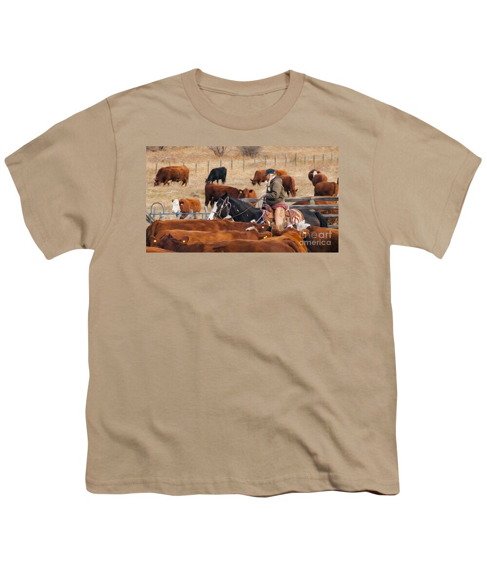 Autumn Youth T-Shirt featuring the photograph Autumn Ranch Work 2 by Vivian Christopher