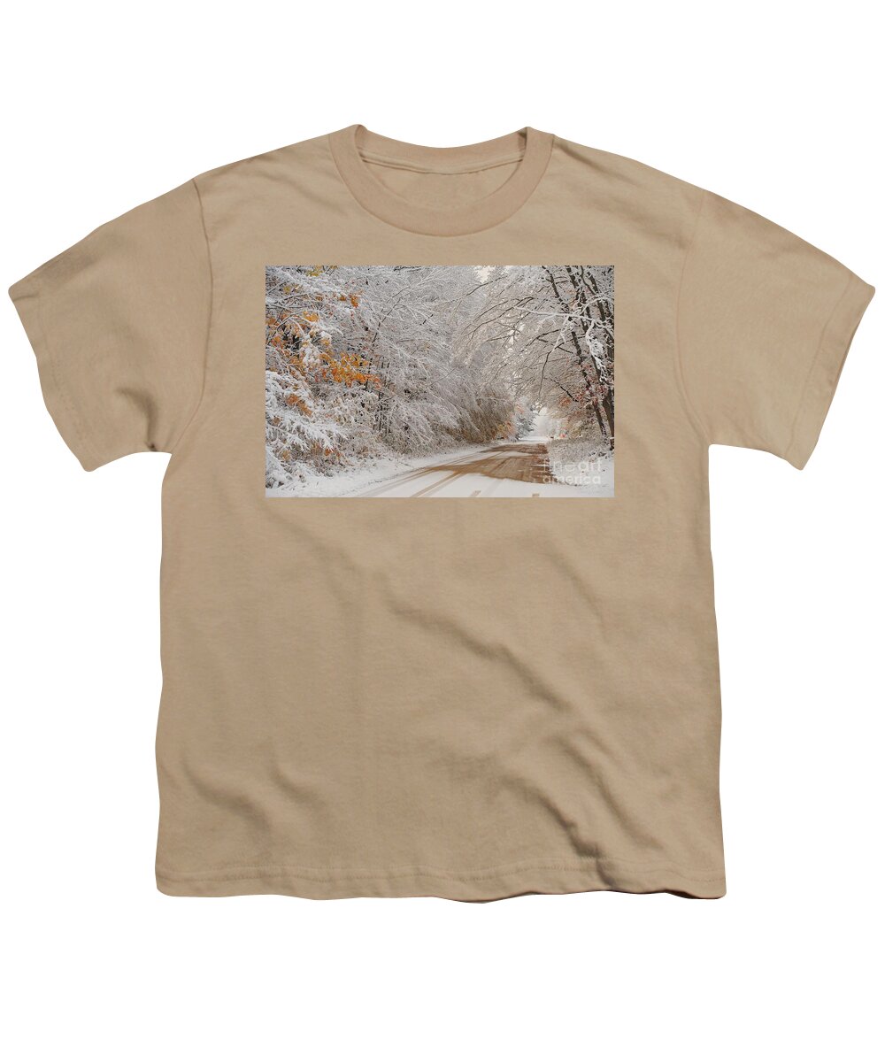 Snow Youth T-Shirt featuring the photograph Autumn Snowfall by Terri Gostola