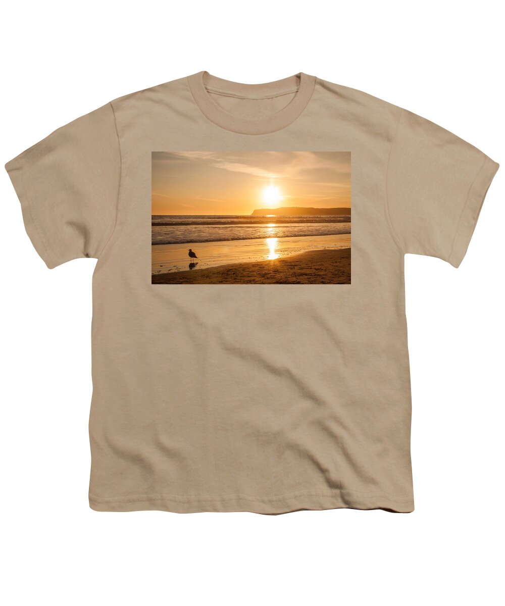 America Youth T-Shirt featuring the photograph Bird and his sunset by John Wadleigh