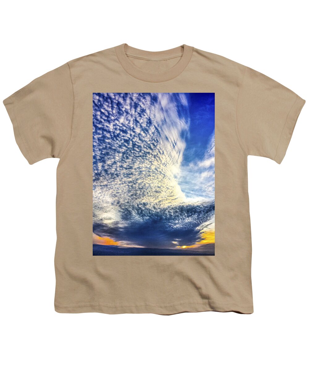 Cloud Youth T-Shirt featuring the photograph Bird In Flight 2 Sunrise Sunset Image Art by Jo Ann Tomaselli