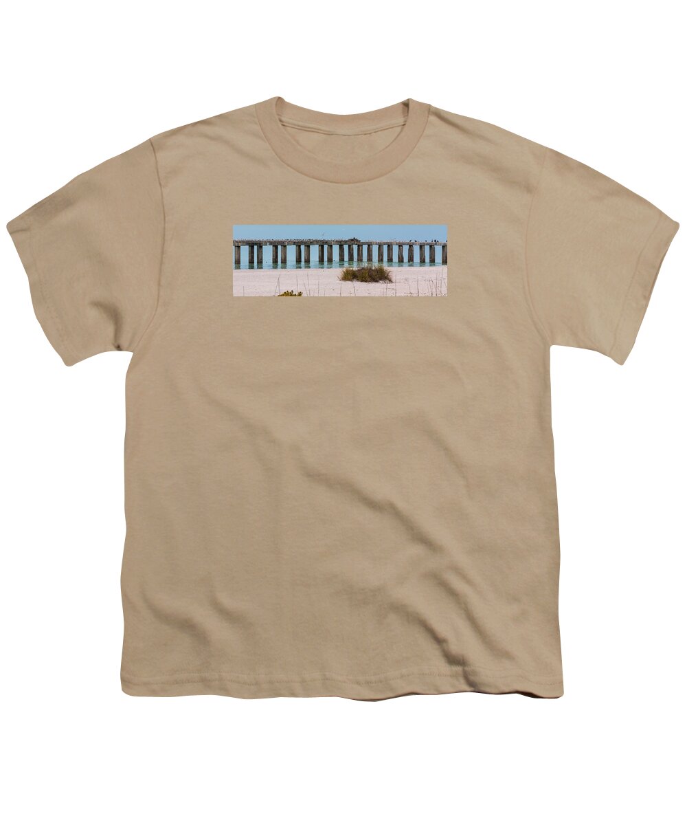Beach Youth T-Shirt featuring the photograph Birds Only Pier by Ed Gleichman