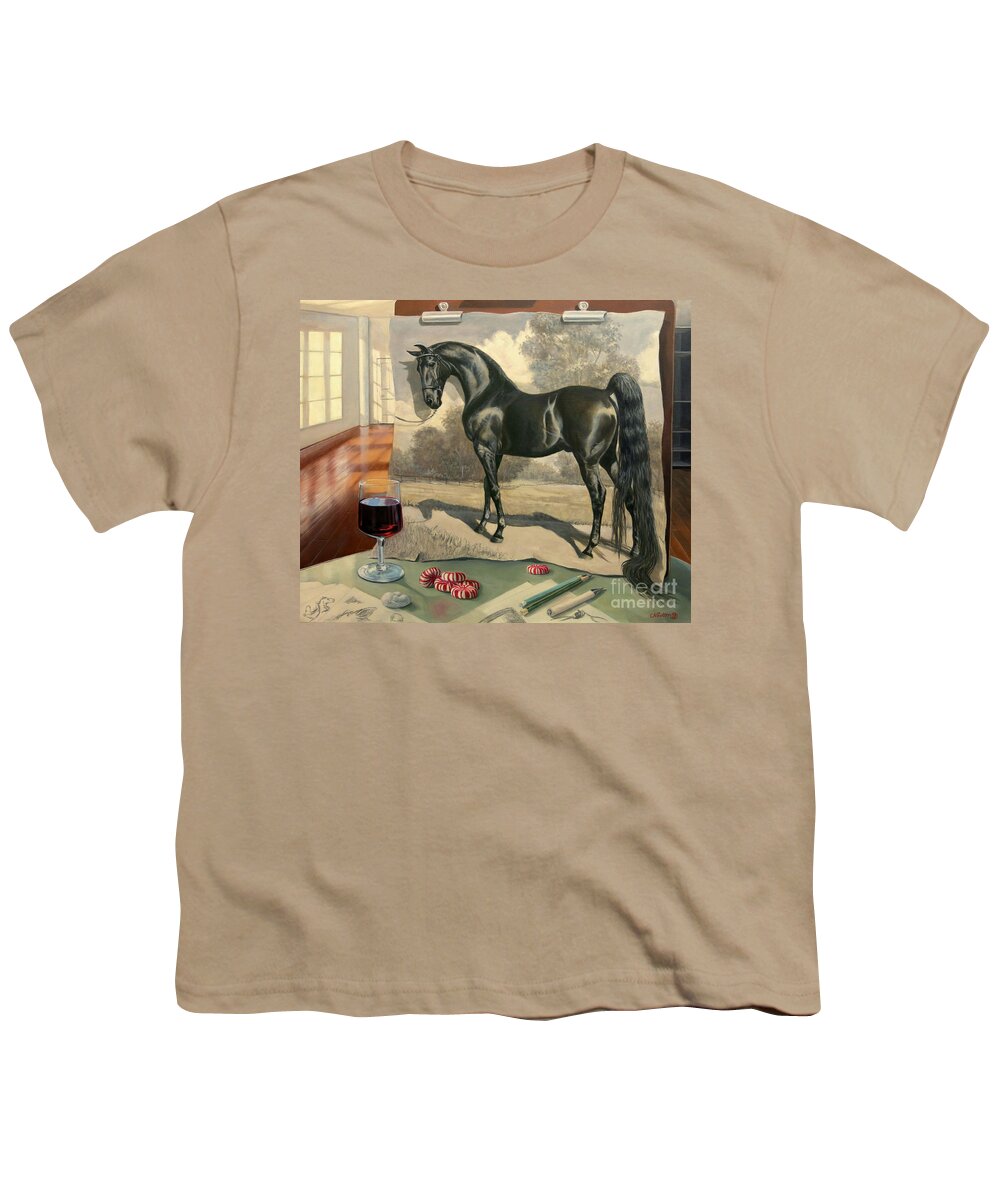 American Saddlebred Youth T-Shirt featuring the painting Black Magic by Jeanne Newton Schoborg