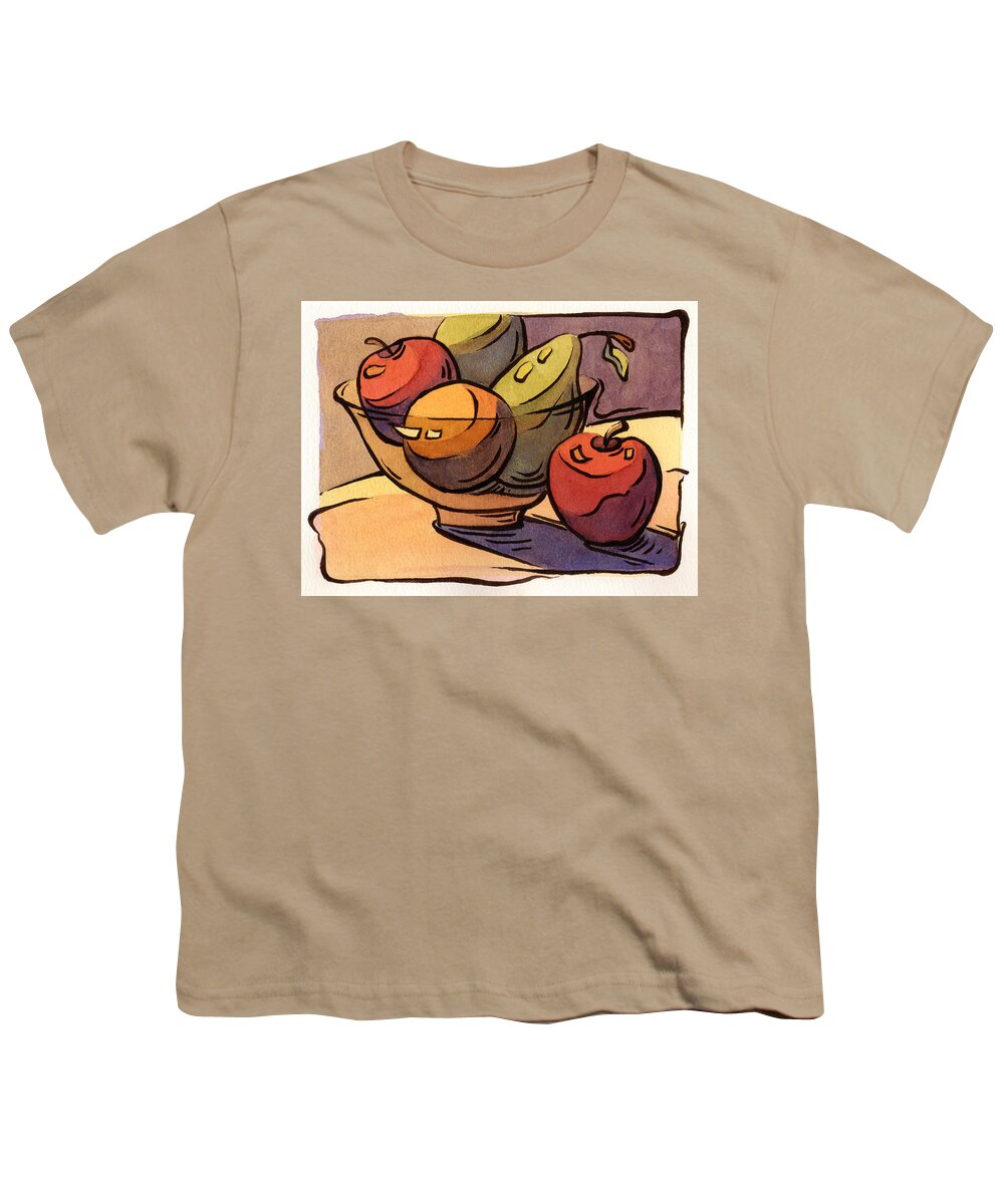 Radishes Youth T-Shirt featuring the painting Bowl of Fruit 8 by Konnie Kim