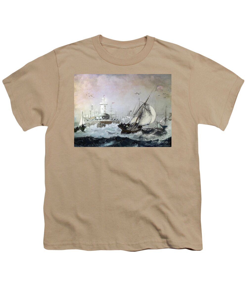 Seascapes Youth T-Shirt featuring the digital art Braving the Storm by Lianne Schneider