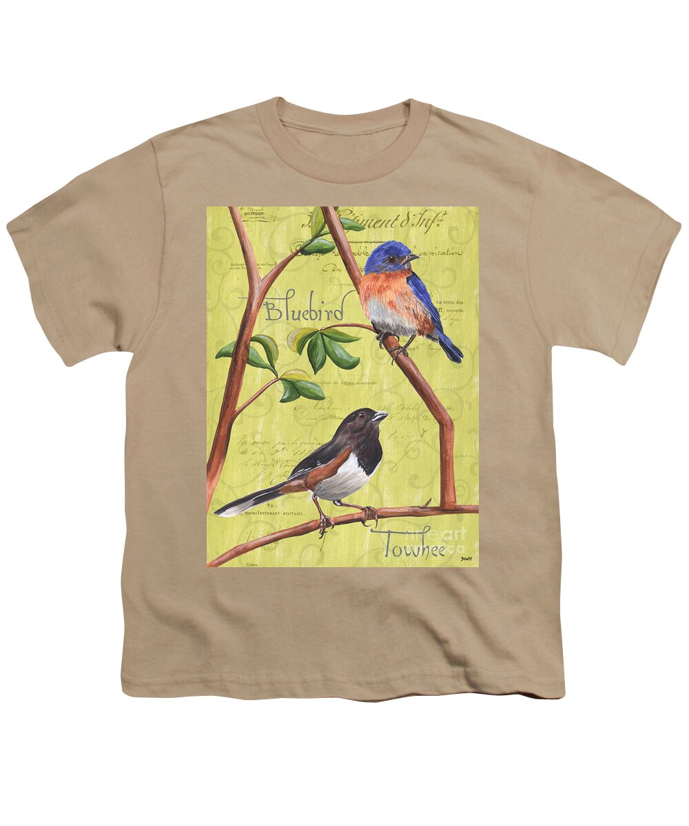 Bird Youth T-Shirt featuring the painting Citron Songbirds 1 by Debbie DeWitt
