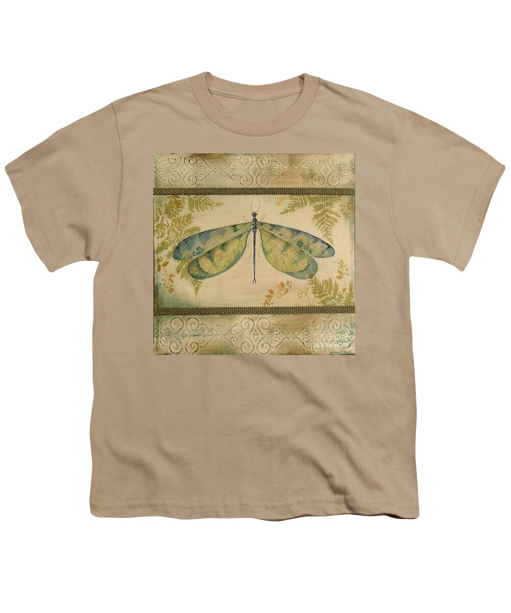 Acrylic Painting Youth T-Shirt featuring the painting Dragonfly Among the Ferns-1 by Jean Plout