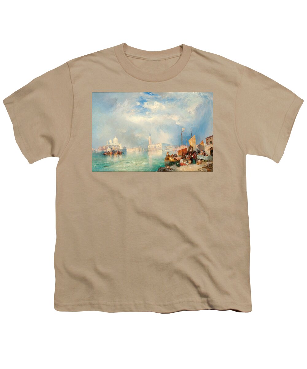 Thomas Moran Youth T-Shirt featuring the painting Entrance to the Grand Canal. Venice by Thomas Moran