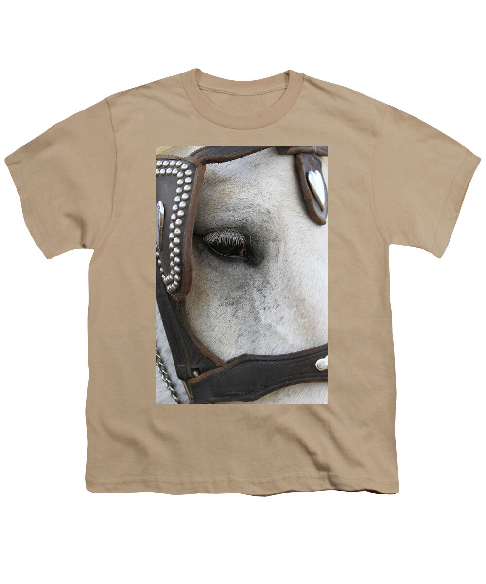 Horse Youth T-Shirt featuring the photograph Focused on Pulling by Laddie Halupa