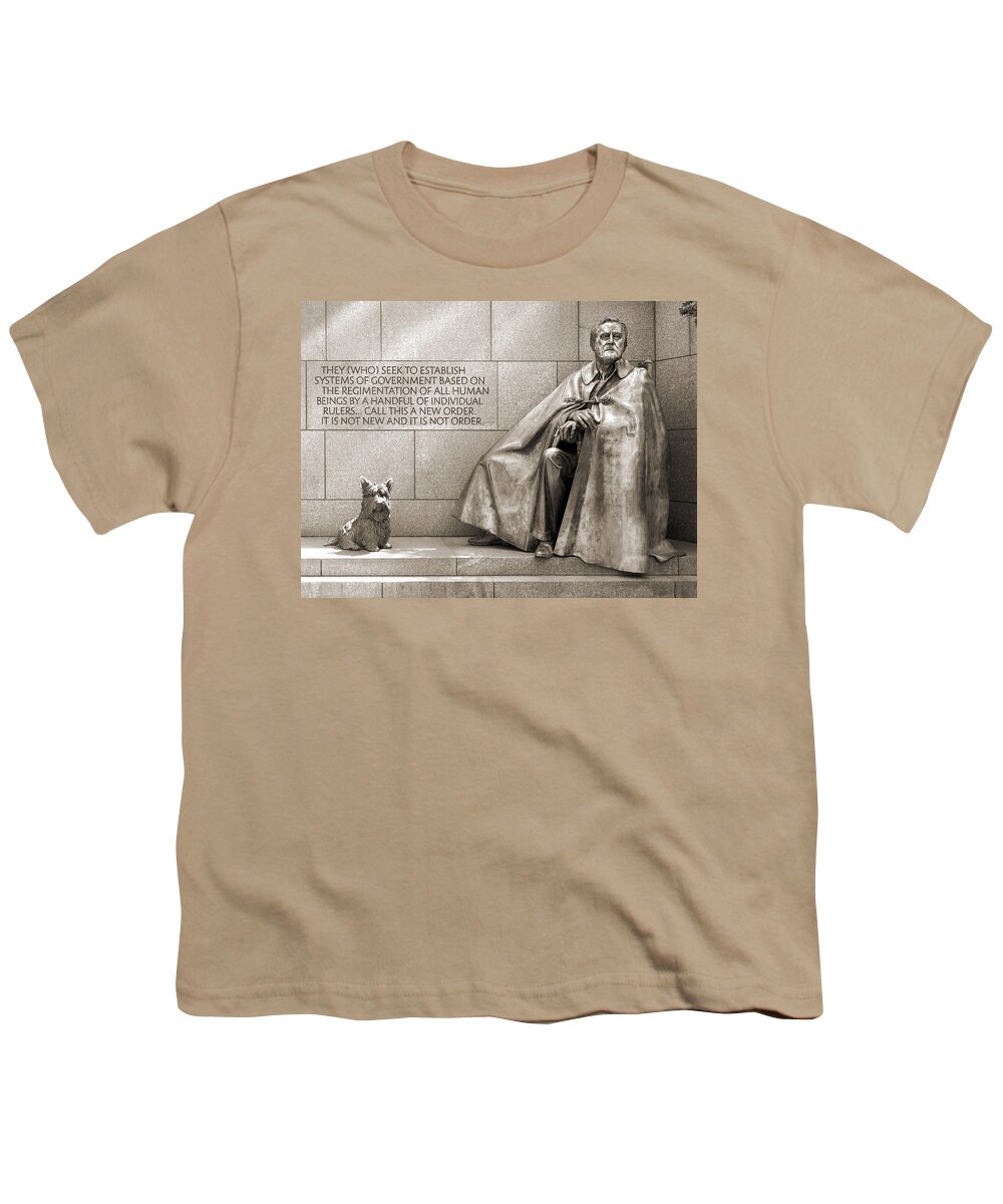 Landmarks Youth T-Shirt featuring the photograph Franklin Delano Roosevelt Memorial - Bits and Pieces 7 by Mike McGlothlen