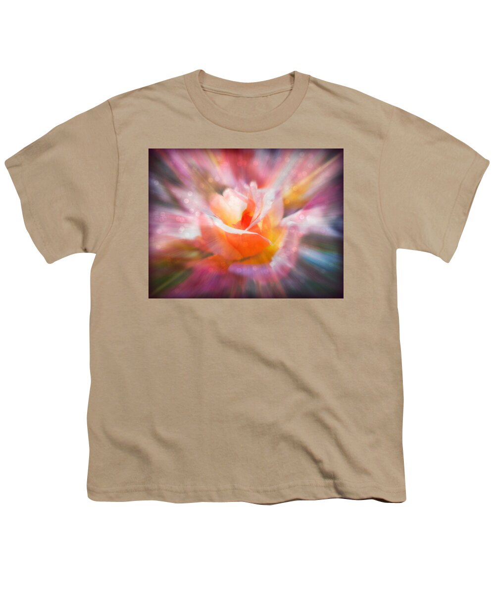 Rose Youth T-Shirt featuring the digital art Glowing Rose fantasy 1 by Lilia S