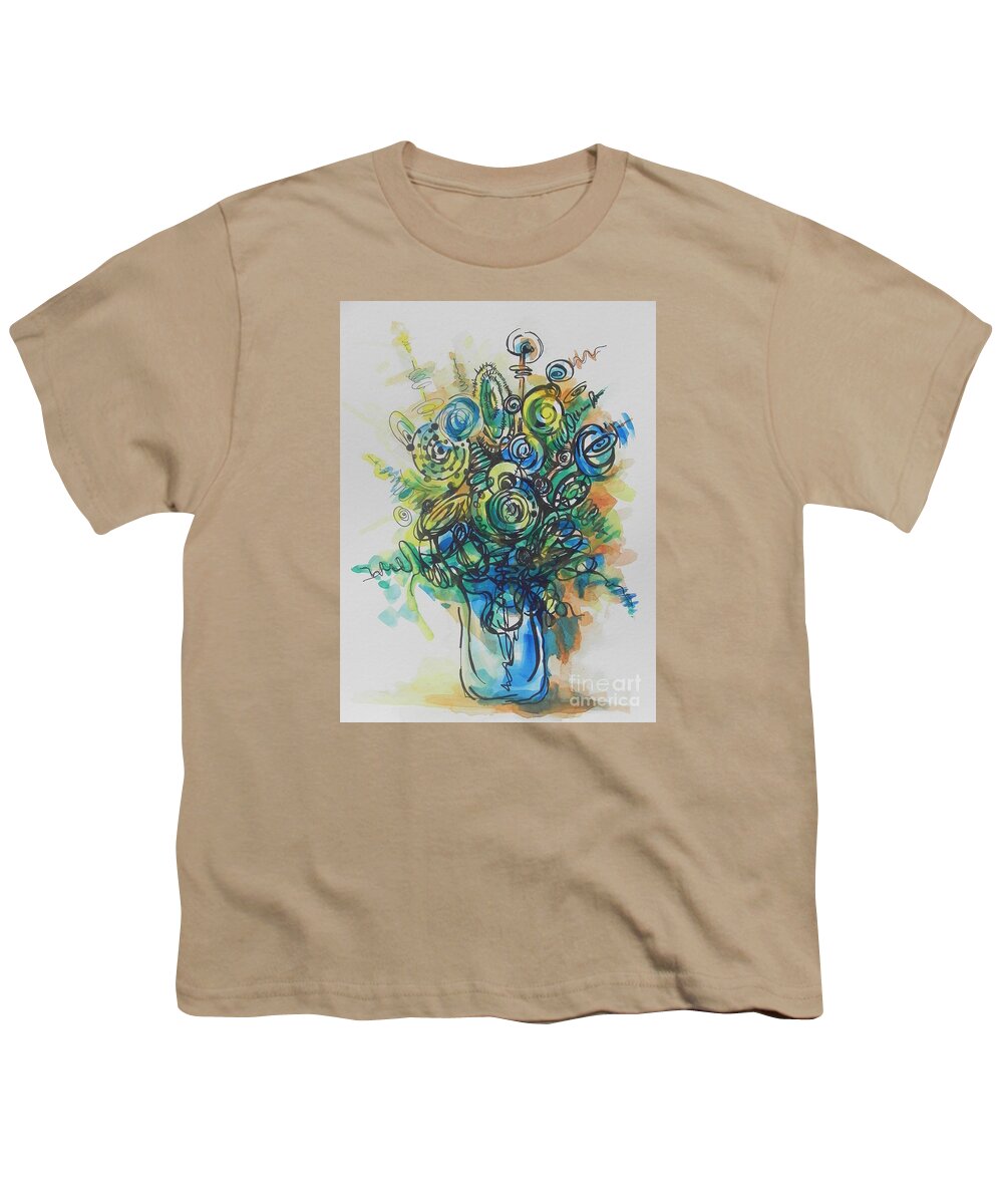 Watercolor Youth T-Shirt featuring the painting Going in Circles by Chrisann Ellis