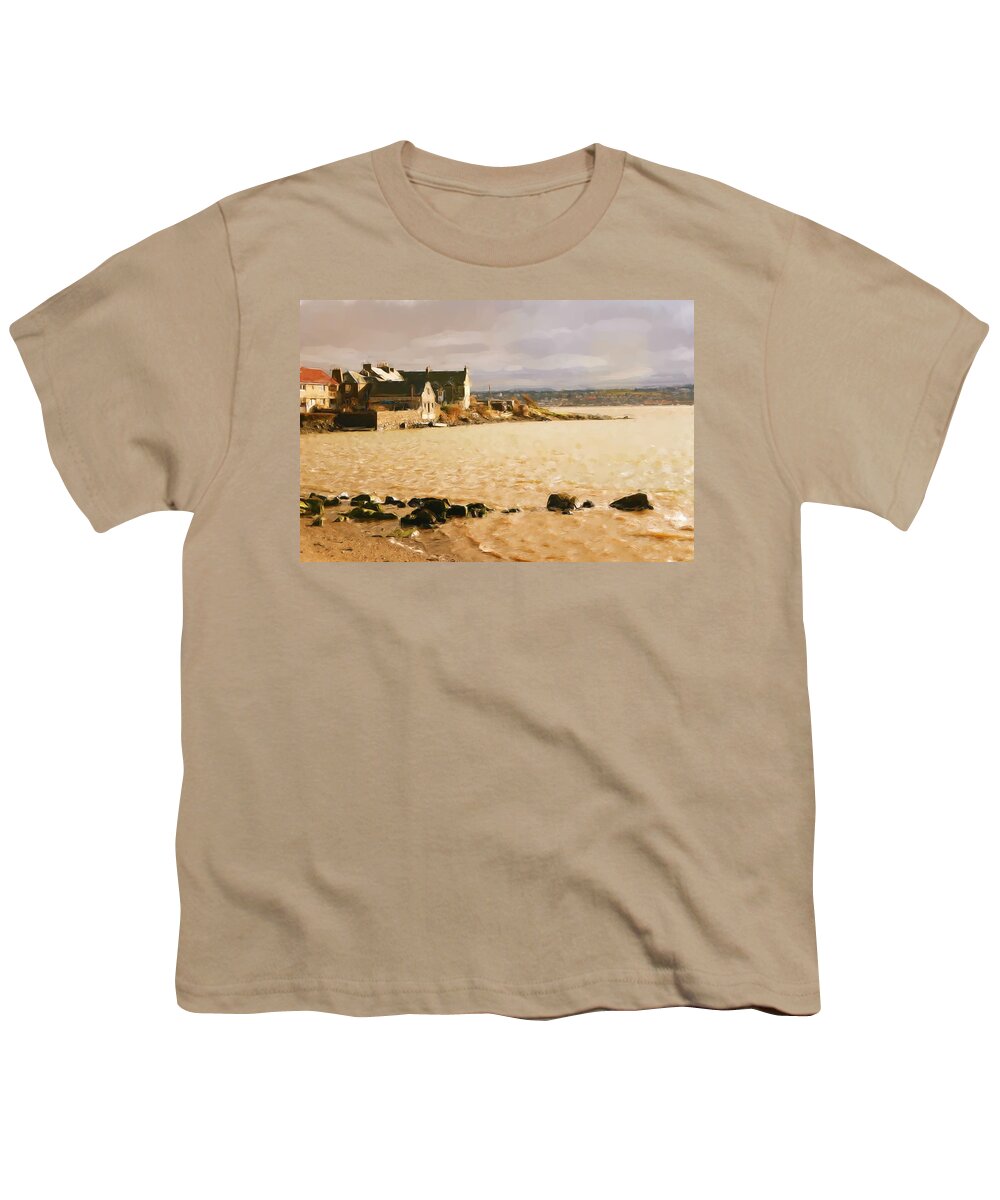 North Queensferry Youth T-Shirt featuring the digital art Golden afternoon by Elena Perelman