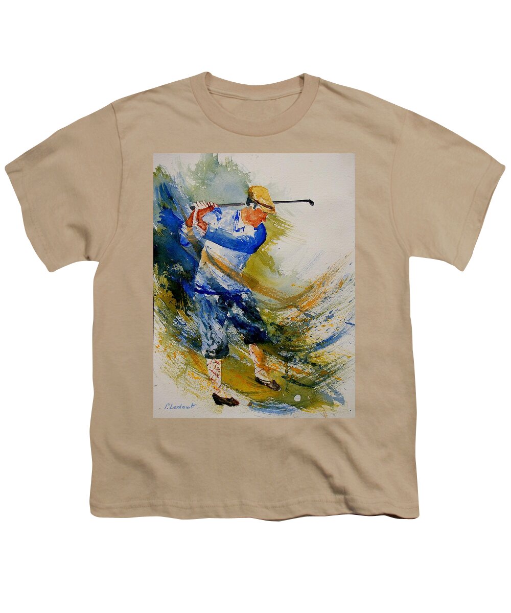 Golf Youth T-Shirt featuring the painting Golf Player by Pol Ledent