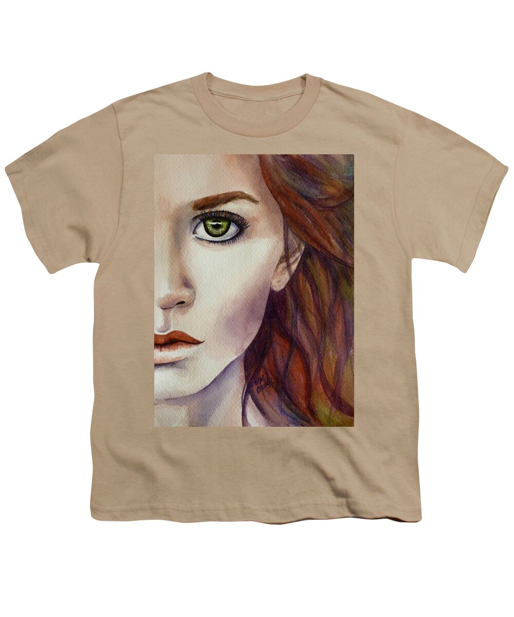 Portrait Of A Redhead. Half A Face Youth T-Shirt featuring the painting Half a Life by Michal Madison