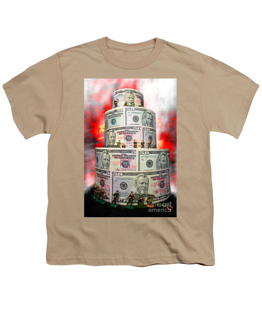 War Youth T-Shirt featuring the photograph Holding the Financial Fort by Olivier Le Queinec