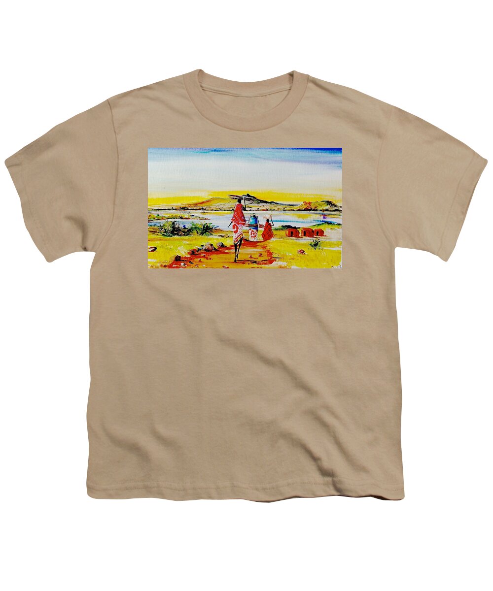 African Paintings Youth T-Shirt featuring the painting L 141 by Albert Lizah