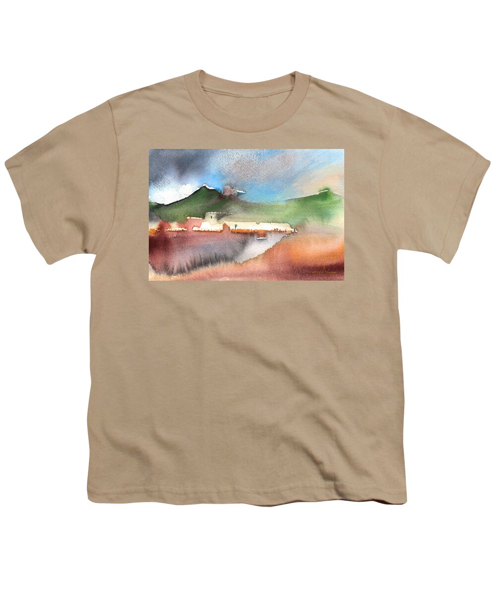 Travel Youth T-Shirt featuring the painting Landscape of Lanzarote 04 by Miki De Goodaboom
