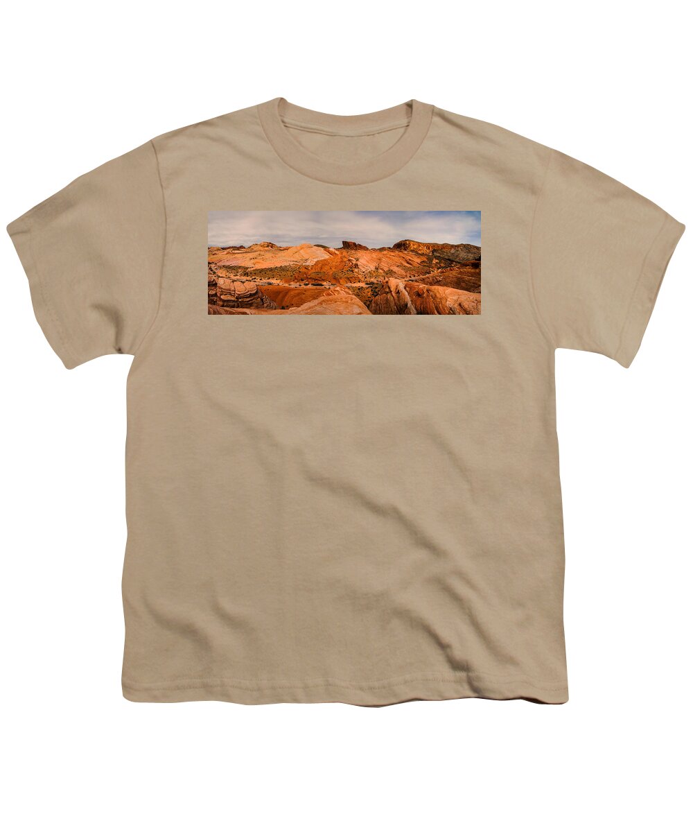 Valley Of Fire State Park Youth T-Shirt featuring the photograph Las Vegas Nevada Mojave Desert Valley of Fire Panorama by Silvio Ligutti