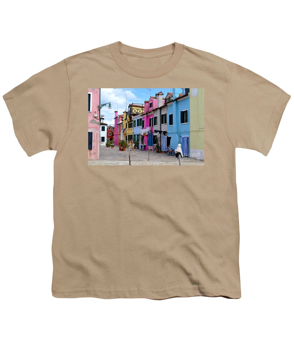 Venice Youth T-Shirt featuring the photograph Laundry Day In Burano Venice 1 by Ana Maria Edulescu