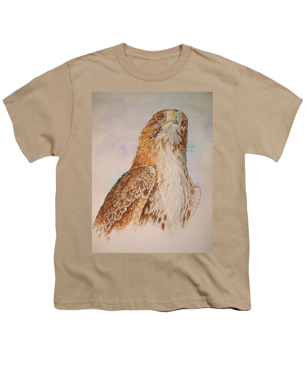 Hawk Youth T-Shirt featuring the painting Looking Toward the Future by Nicole Angell