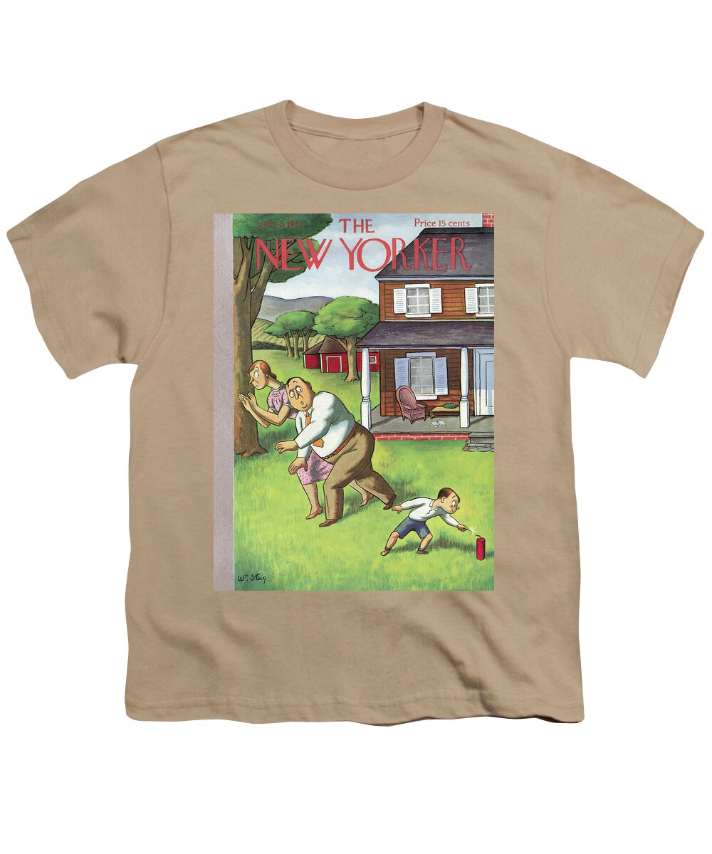 Children Youth T-Shirt featuring the painting New Yorker July 3, 1937 by William Steig