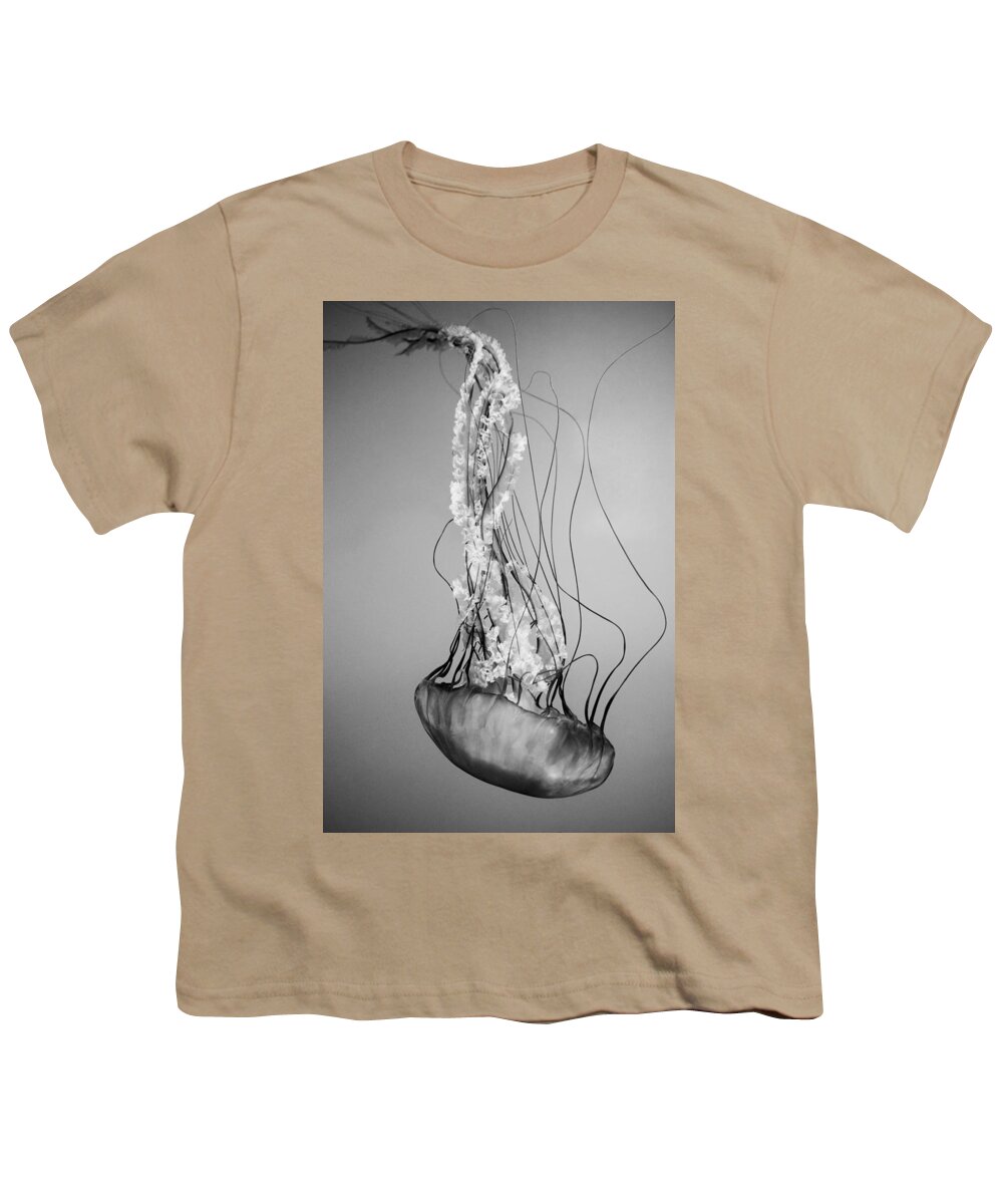 Pacific Sea Nettle Youth T-Shirt featuring the photograph Pacific Sea Nettle - Black and White by Marianna Mills