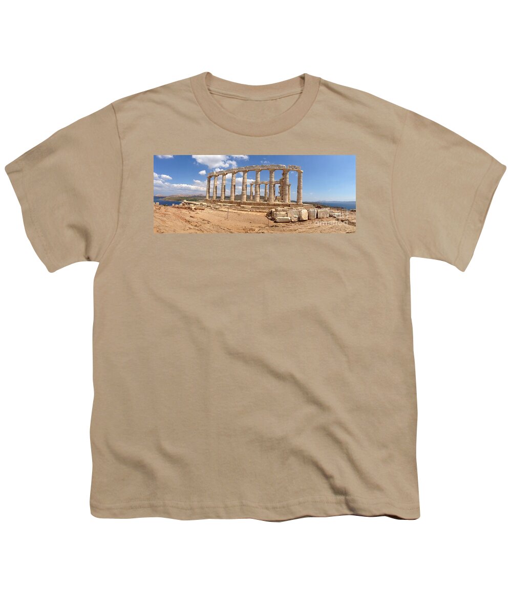 Temple Of Poseidon Youth T-Shirt featuring the photograph Panoramic Of The Temple Of Poseidon by Denise Railey
