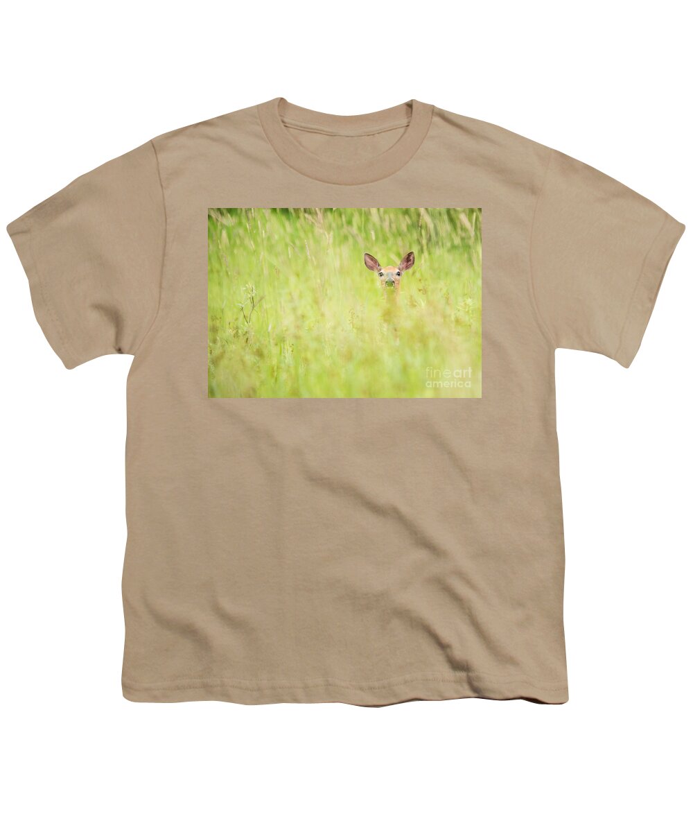 Deer Youth T-Shirt featuring the photograph Peek a Boo Deer by Cheryl Baxter