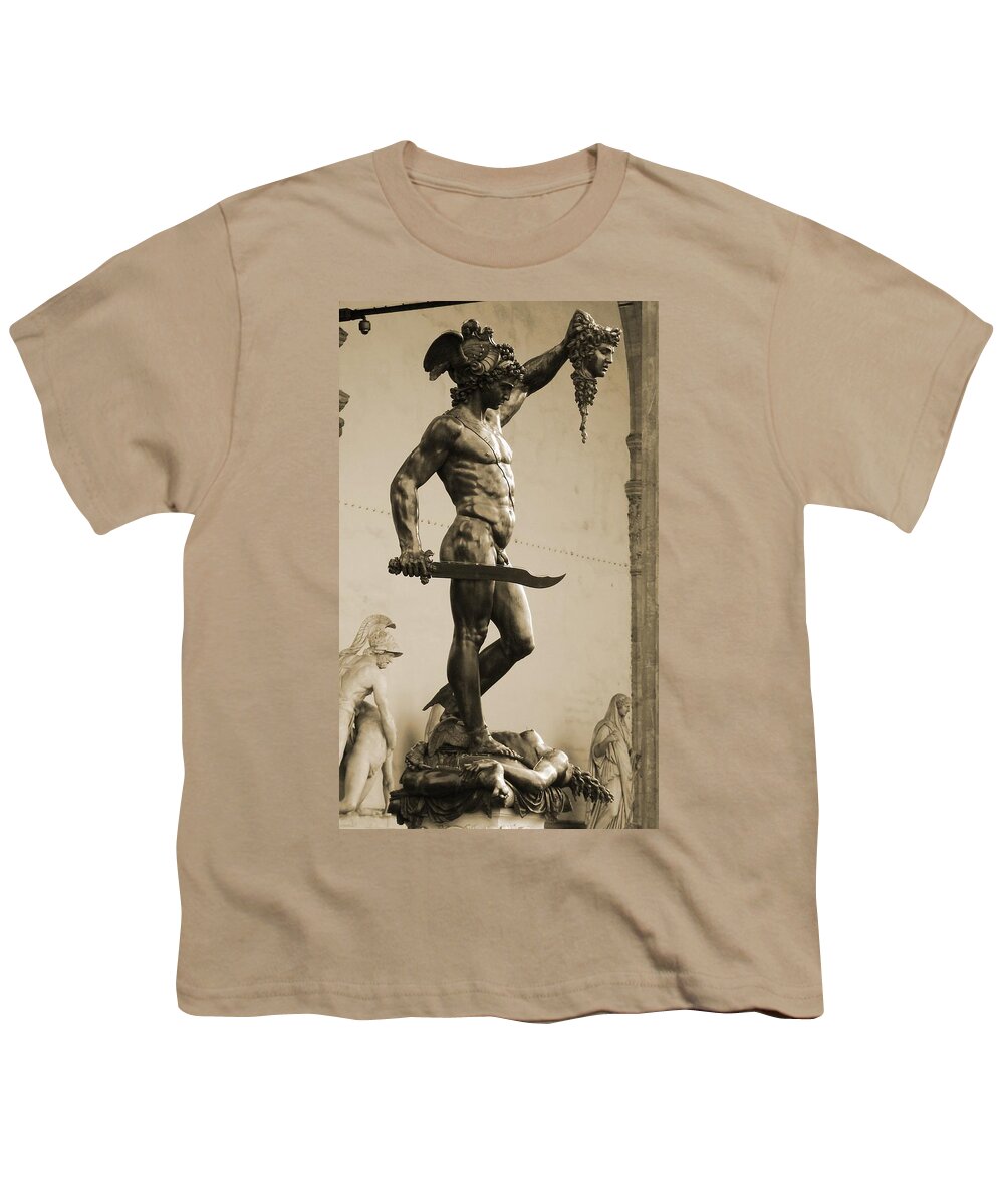 Perseus With The Head Of Medusa Youth T-Shirt featuring the photograph Perseus With the Head of Medusa by Zinvolle Art