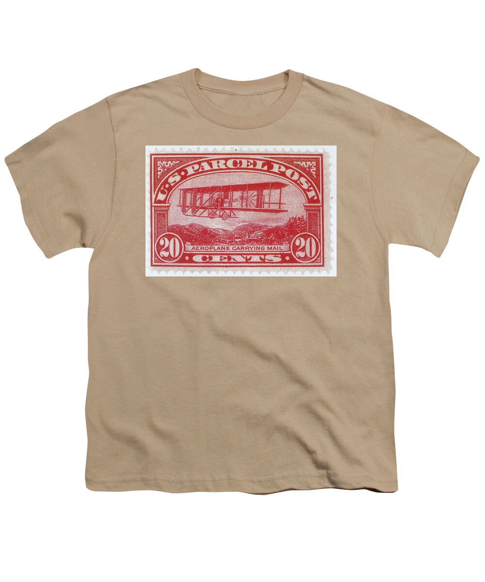 Philately Youth T-Shirt featuring the photograph Postal Biplane, U.s. Parcel Post Stamp by Science Source