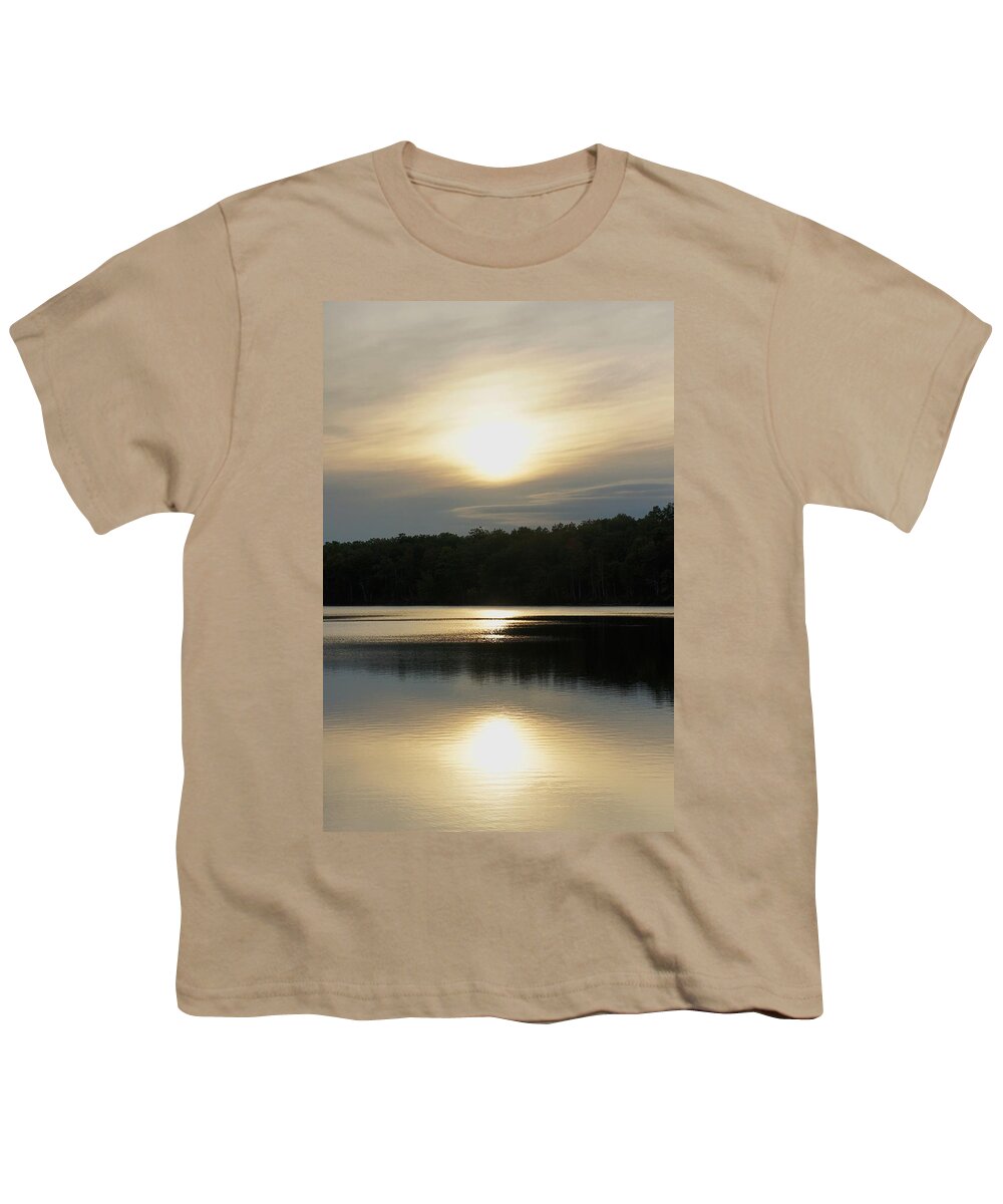 Sun Youth T-Shirt featuring the photograph Setting Sun Reflections on Lake by Lilliana Mendez