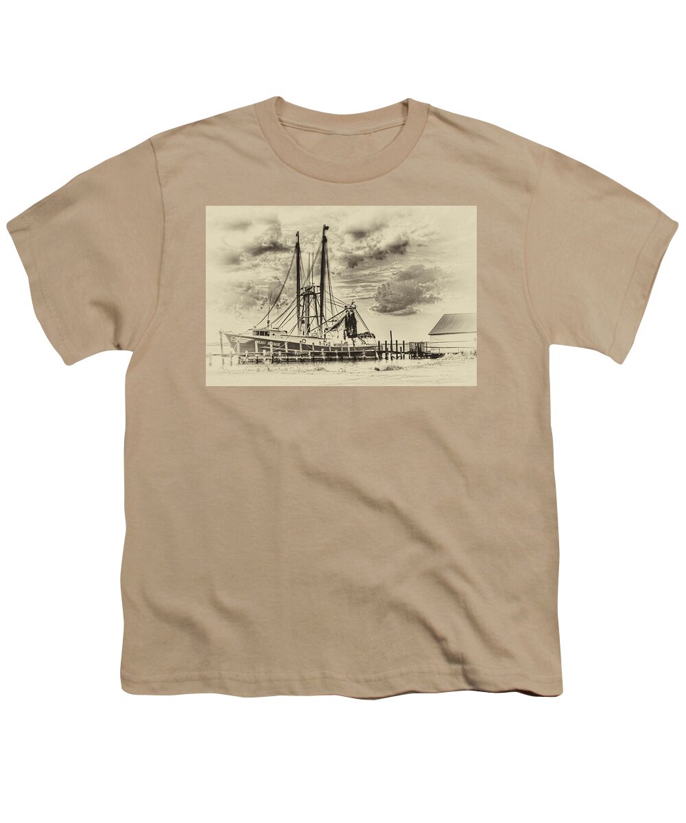 Shrimp Boat Youth T-Shirt featuring the photograph Shrimping Off Amelia Island by Barry Jones