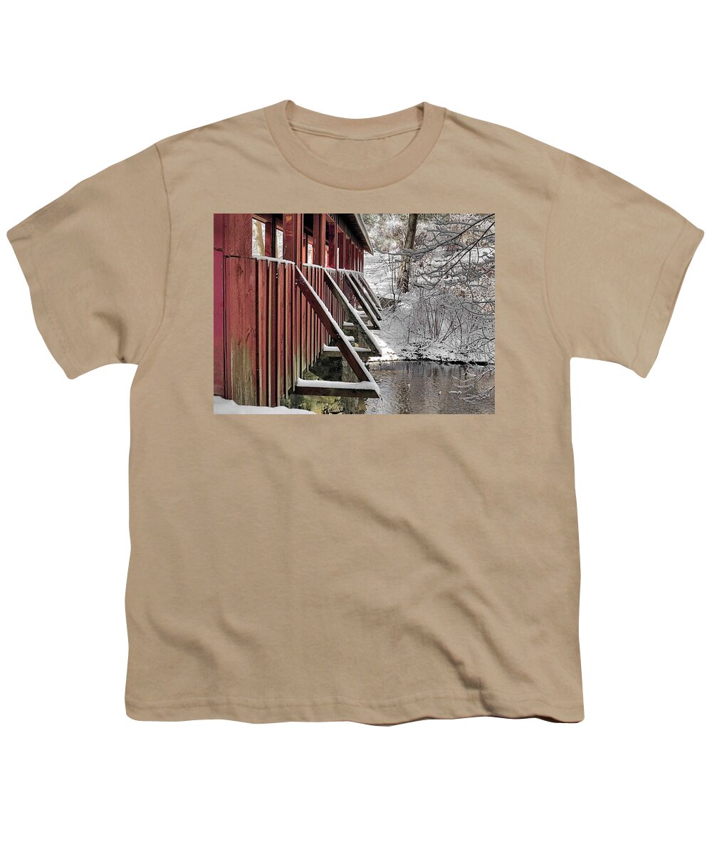 Side Of Covered Bridge Youth T-Shirt featuring the photograph Side of Covered Bridge by Janice Drew