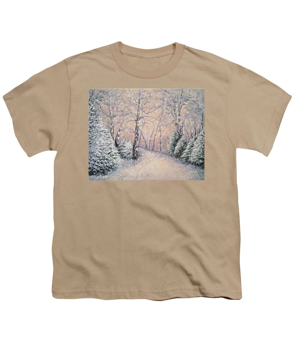 Snow Landscape Youth T-Shirt featuring the painting Snowflakes by Natalie Holland