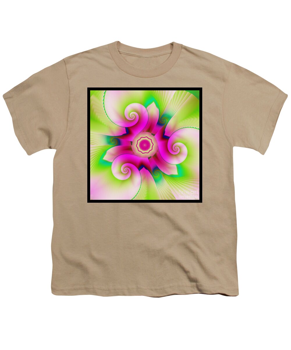 Softly Pink And Green Youth T-Shirt featuring the digital art Softly Pink and Green by Elizabeth McTaggart