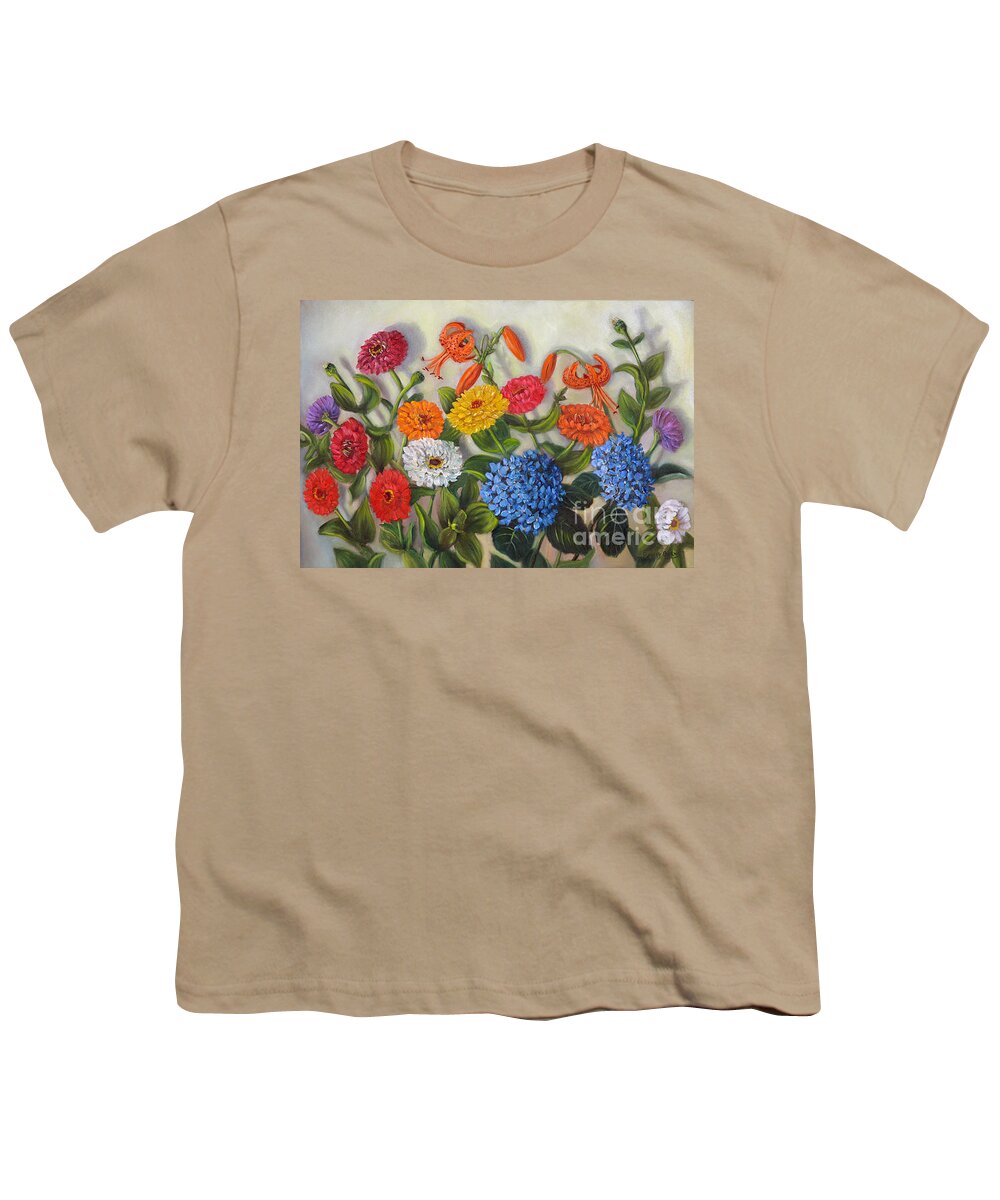 Summer Youth T-Shirt featuring the painting Summer Flowers by Rand Burns