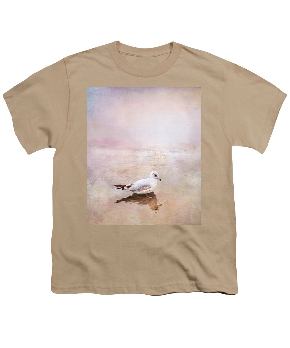 Sunset Youth T-Shirt featuring the photograph Sunset With Young Seagull by Theresa Tahara