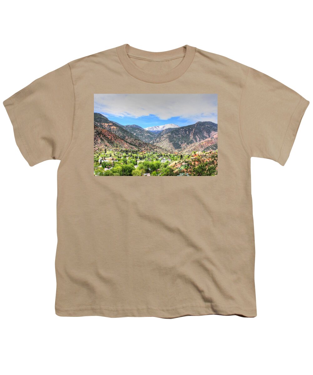 Pike's Peak Youth T-Shirt featuring the photograph The Great White Shining Mountain by Lanita Williams